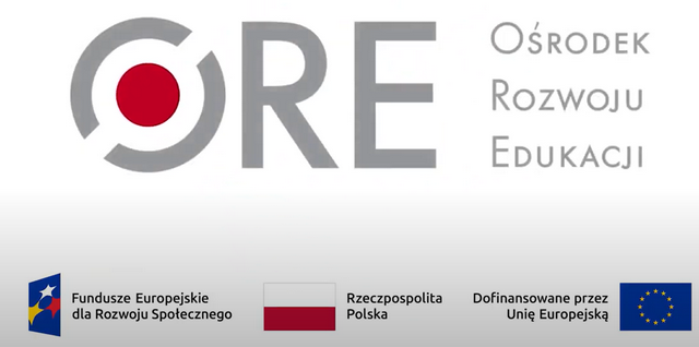 Logotyp Ośrodka Rozwoju Edukacji wraz z logotypami Funduszy Europejskich, Flagą Rzeczypospolitej Polskiej oraz informacją o dofinansowaniu z funduszy unijnych